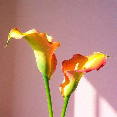Two Yellow Calla Lilies