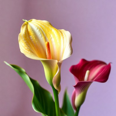Yellow and Red Calla Lilies