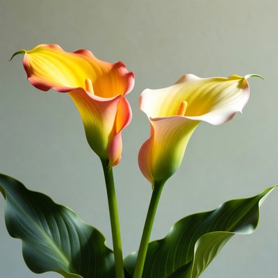 Two Orange Calla Lilies