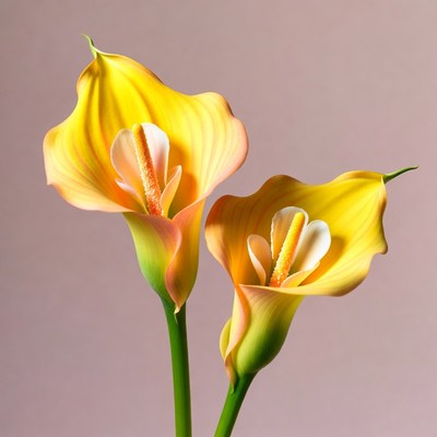 Two Yellow Calla Lilies