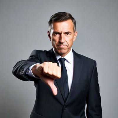 Man giving thumbs down gesture