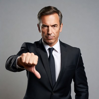 Man giving thumbs down gesture