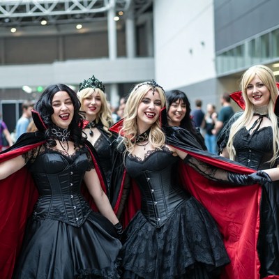 Group of women in vampire costumes
