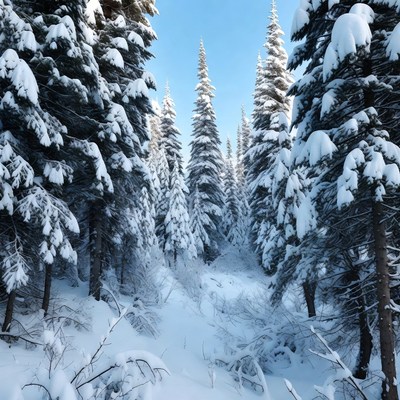 Snowy Pine Forest Path