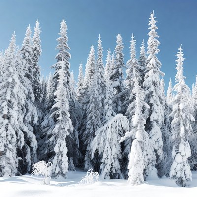 Snowy Pine Trees in Winter Forest