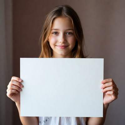 Girl holding blank sign