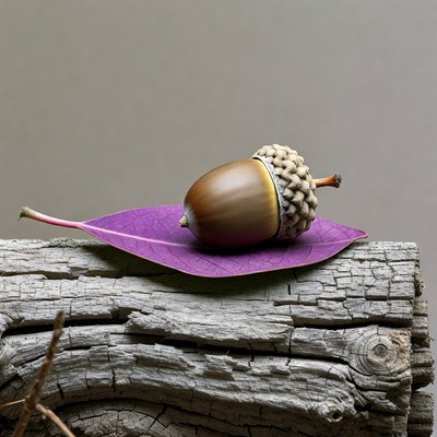 Acorn on Purple Leaf