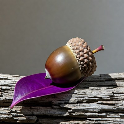 Acorn on Purple Leaf