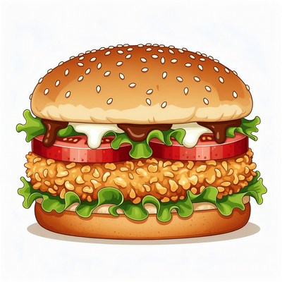 Chicken Burger Illustration