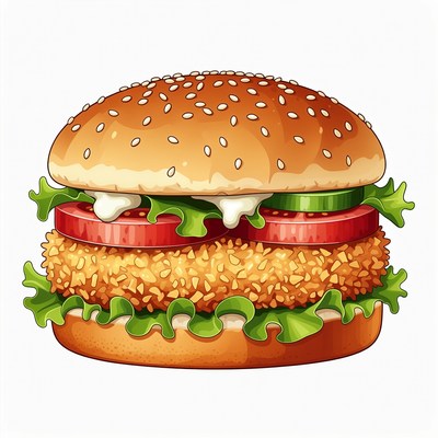 Chicken Burger Illustration