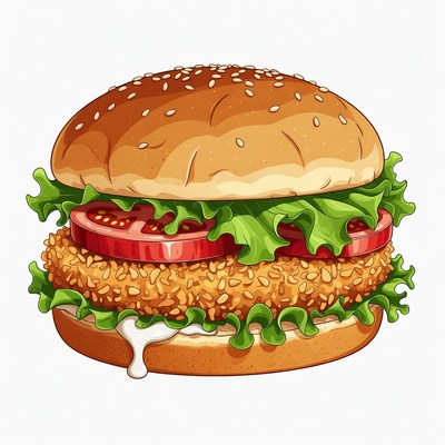 Chicken Burger with Lettuce and Tomato