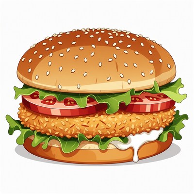 Chicken Burger with Lettuce and Tomato