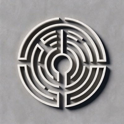 Circular White 3D Maze Labyrinth