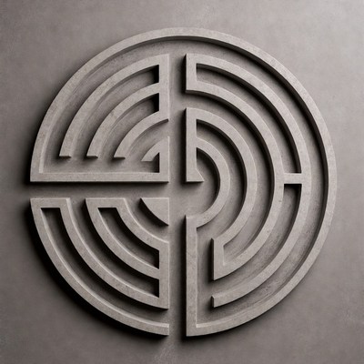 3D Gray Stone Labyrinth Design