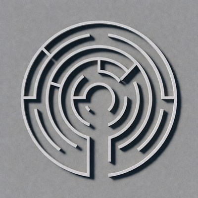 Circular Gray 3D Maze