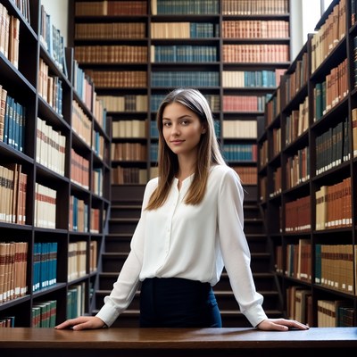 Woman standing in library