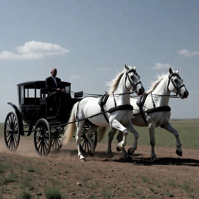 Man driving horse-drawn carriage