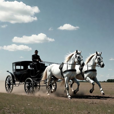 Man driving horse-drawn carriage
