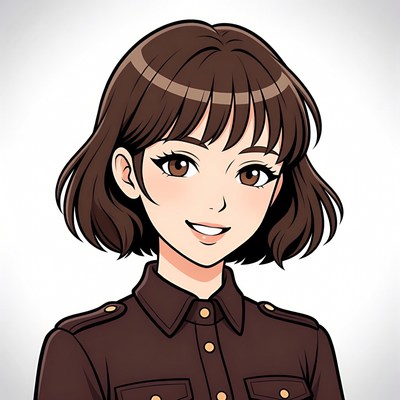 Anime girl in brown military uniform