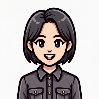 Smiling Asian woman cartoon illustration