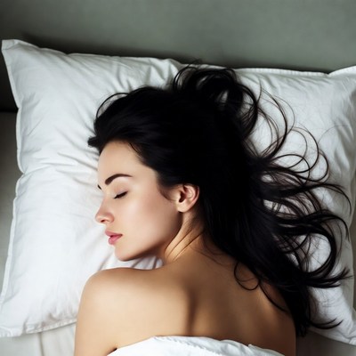 Woman sleeping nude on bed