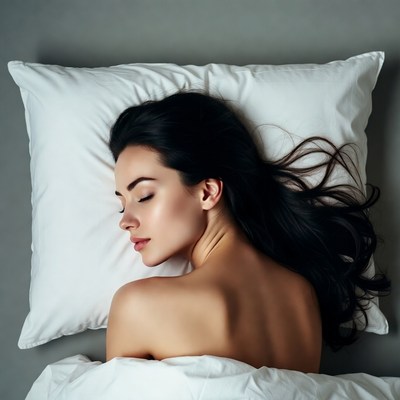 Beautiful woman sleeping on pillow
