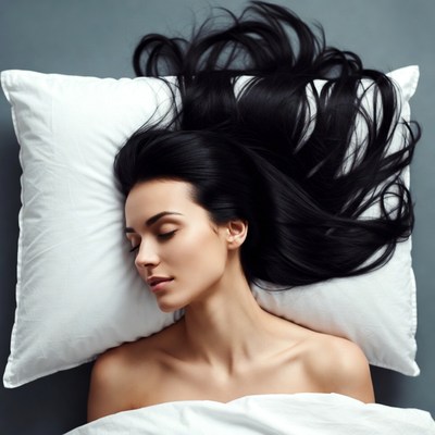 Beautiful woman sleeping on pillow