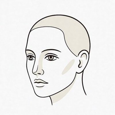 Shaved head woman illustration