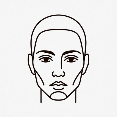 Black outline male face illustration