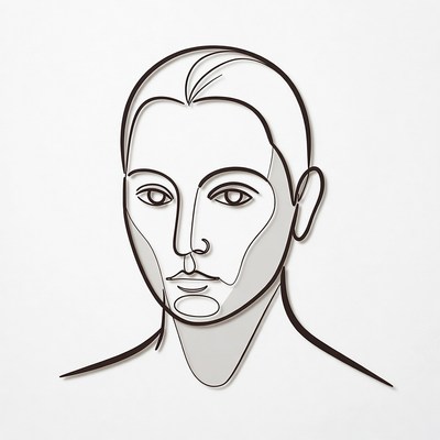 Line Art Portrait of Man