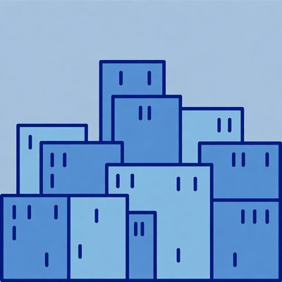 Blue Line Art City Skyline