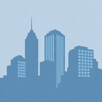 Blue Skyline Silhouette Illustration