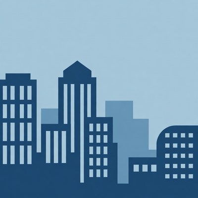 Blue Silhouette City Skyline