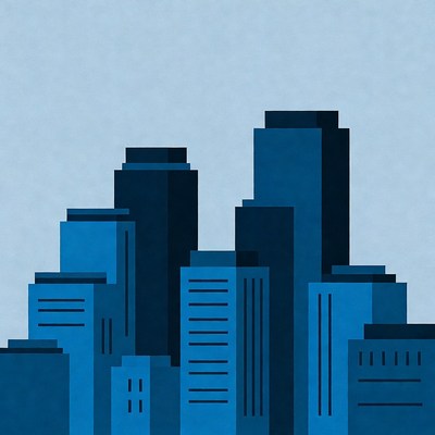 Blue Skyline Cityscape Illustration