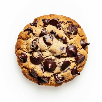 Chocolate Chip Cookie on White Background
