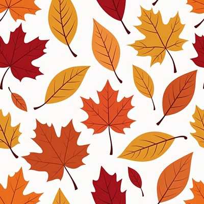 Falling Autumn Leaves Seamless Pattern