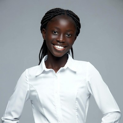 Smiling African girl in white shirt