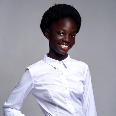 Smiling African girl in white shirt