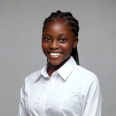 Smiling African girl in white shirt
