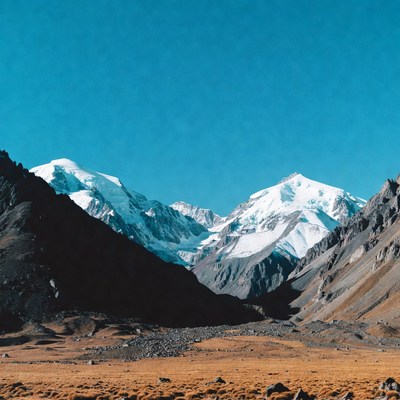 Snowy Mountains in Brown Valley