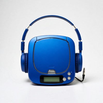 Blue portable CD player with headphones