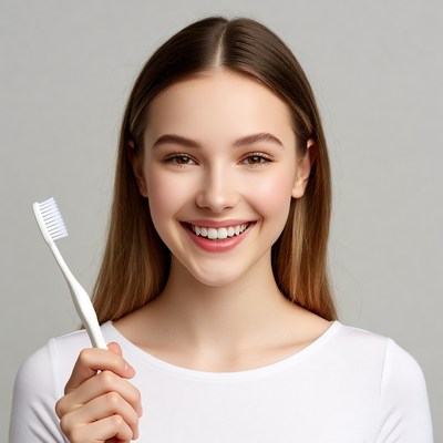 Smiling woman holding toothbrush