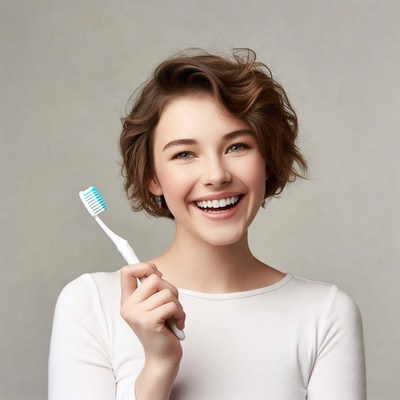 Smiling woman holding toothbrush