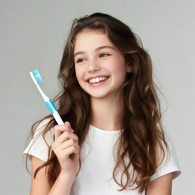 Girl smiling with toothbrush