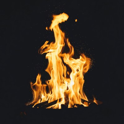 Burning Fire Flames on Black Background