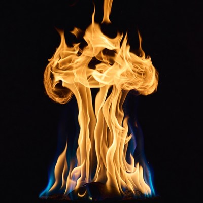 Flaming Cross on Black Background