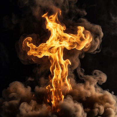 Burning Cross in Flames and Smoke
