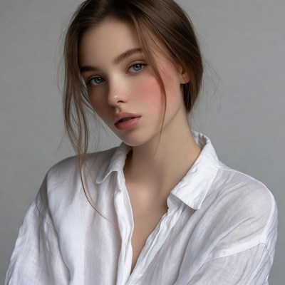Young woman in white shirt
