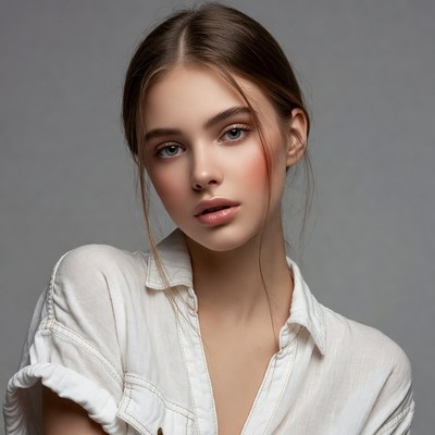 Young woman with brown hair portrait