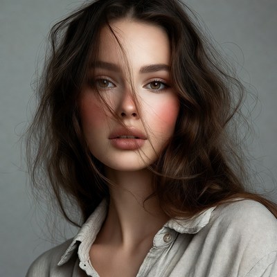 Beautiful woman with wavy brown hair